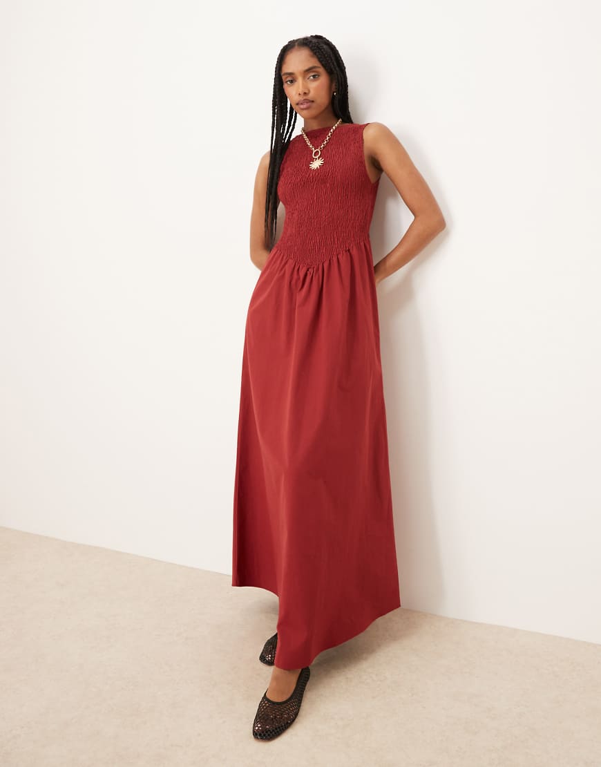 ASOS DESIGN - Maxikleid in Rot mit gesmoktem Oberteil ASOS DESIGN - Maxikleid in Rot mit gesmoktem Oberteil von ASOS DESIGN