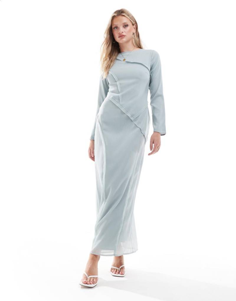 ASOS DESIGN - Maxikleid in Schieferblau mit ungesäumtem Nahtdetail ASOS DESIGN - Maxikleid in Schieferblau mit ungesäumtem Nahtdetail von ASOS DESIGN