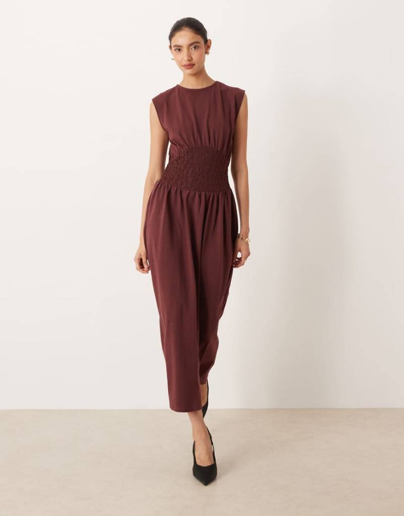ASOS DESIGN - Maxikleid in Schokobraun mit Spitzeneinsatz-Brown von ASOS DESIGN