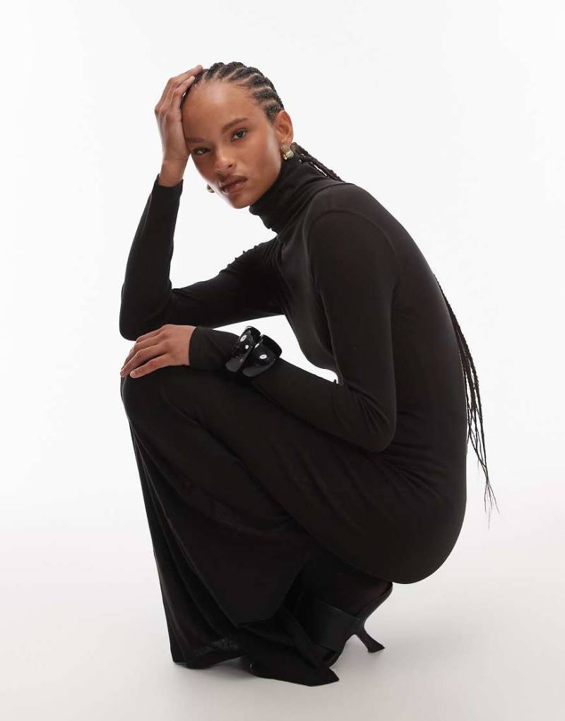 ASOS DESIGN - Maxikleid in Schwarz mit Rollkragen von ASOS DESIGN