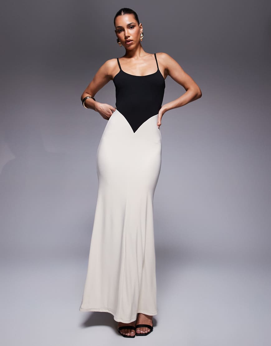 ASOS DESIGN - Maxikleid mit Body in Schwarz und Netzstoffrock in Elfenbein ASOS DESIGN - Maxikleid mit Body in Schwarz und Netzstoffrock in Elfenbein von ASOS DESIGN