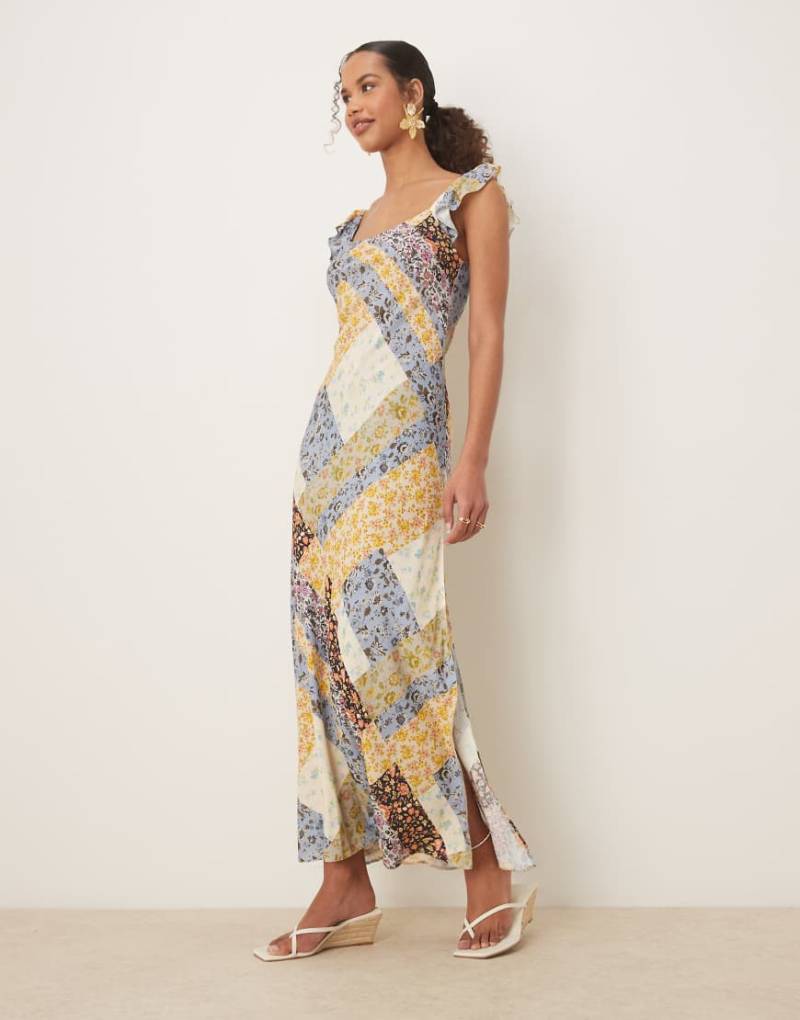 ASOS DESIGN - Maxikleid mit Rüschenärmeln und Patchwork-Muster-Bunt von ASOS DESIGN