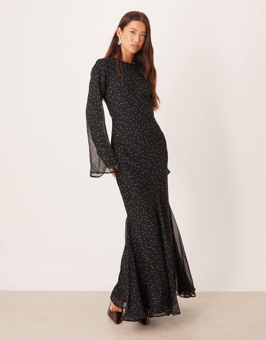 ASOS DESIGN - Maxikleid mit ausgestellten Ärmeln und Punktemuster-Bunt von ASOS DESIGN