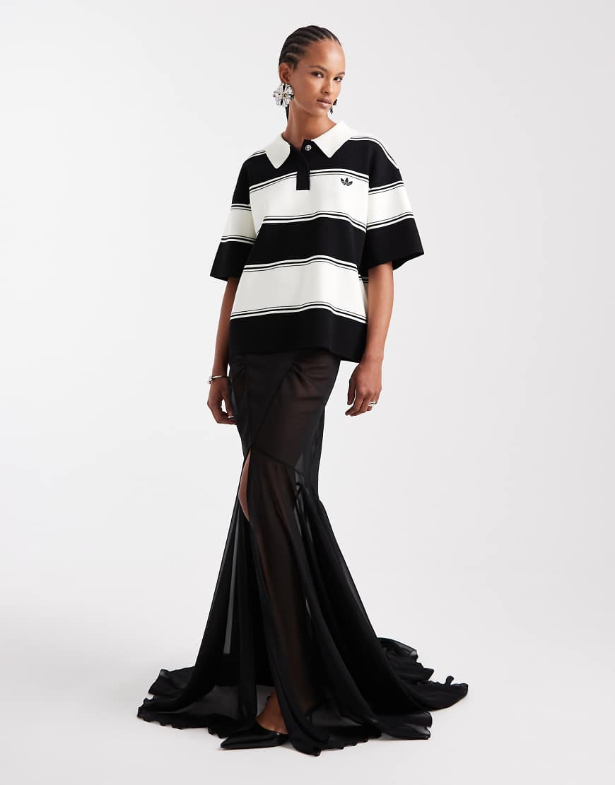 ASOS DESIGN - Maxirock aus Chiffon in Schwarz mit Schleppe von ASOS DESIGN