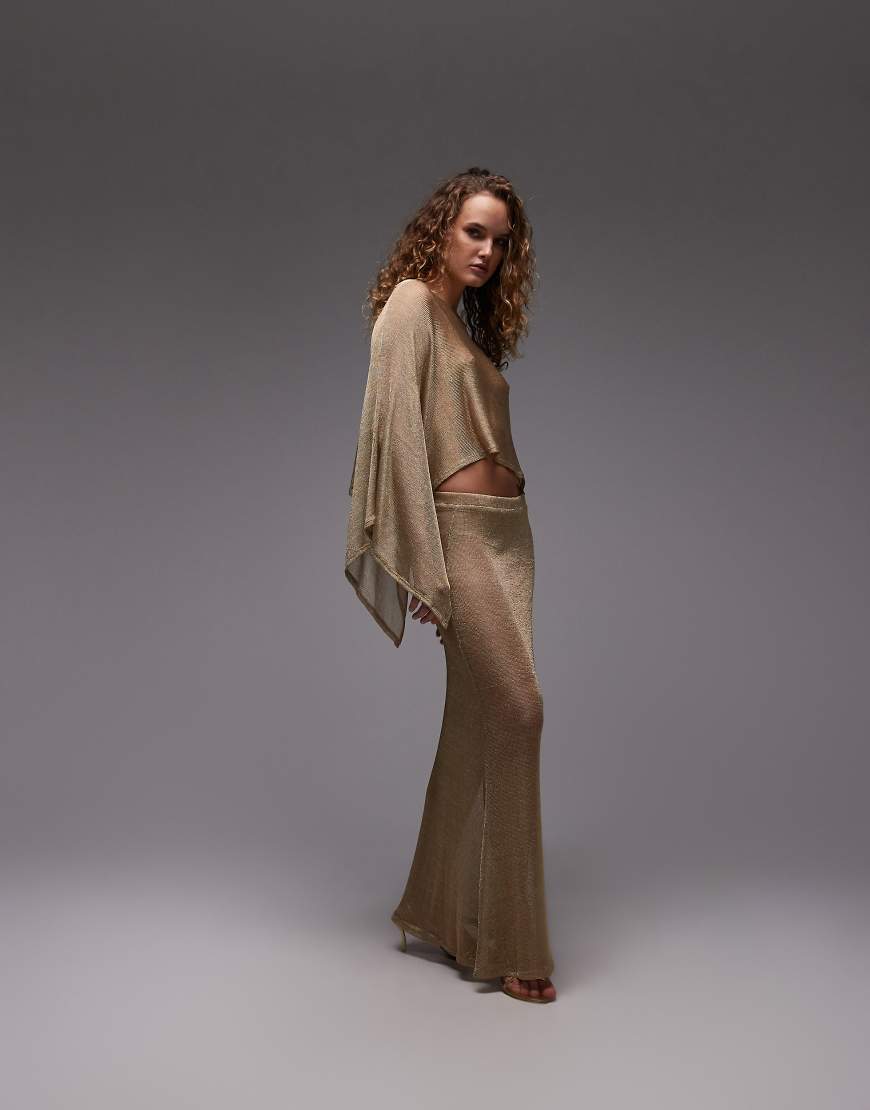 ASOS DESIGN - Maxirock aus Kettenstoff in Gold-Goldfarben von ASOS DESIGN