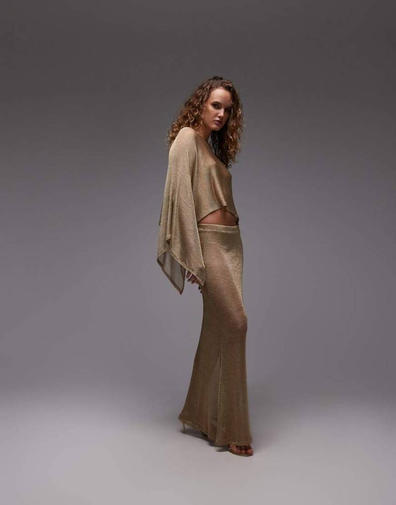 ASOS DESIGN - Maxirock aus Kettenstoff in Gold-Goldfarben von ASOS DESIGN