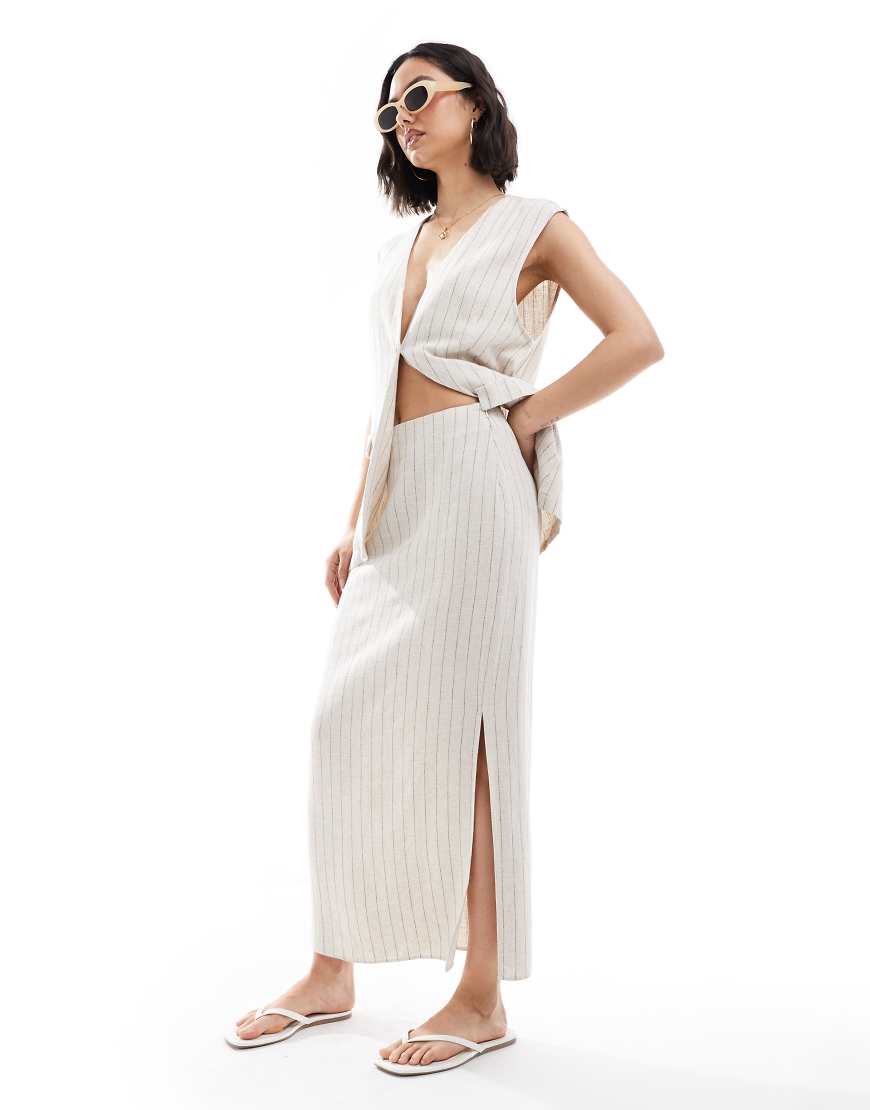 ASOS DESIGN - Maxirock aus Leinenimitat mit Streifen, Kombiteil-Bunt ASOS DESIGN - Maxirock aus Leinenimitat mit Streifen, Kombiteil-Bunt von ASOS DESIGN