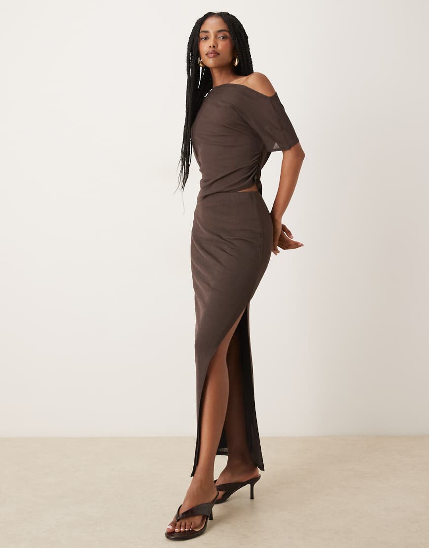 ASOS DESIGN - Maxirock aus Netzstoff in Braun, Kombiteil-Brown von ASOS DESIGN