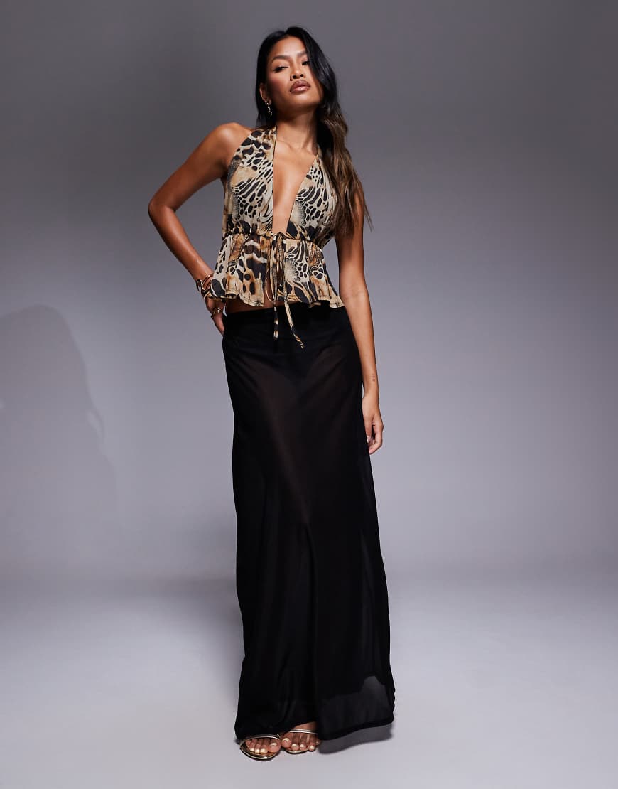 ASOS DESIGN - Maxirock aus transparentem Netzstoff in Schwarz, Kombiteil von ASOS DESIGN