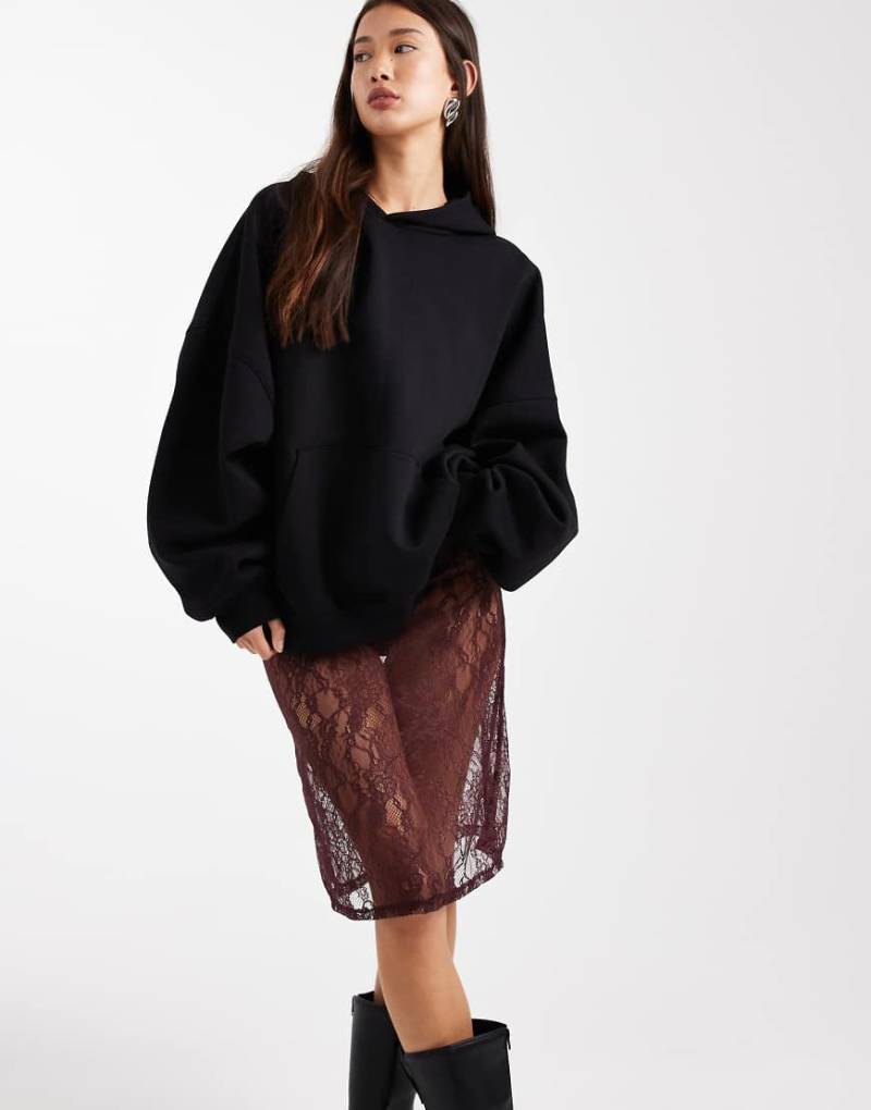 ASOS DESIGN - Maxirock aus transparenter Spitze in Feige-Lila von ASOS DESIGN