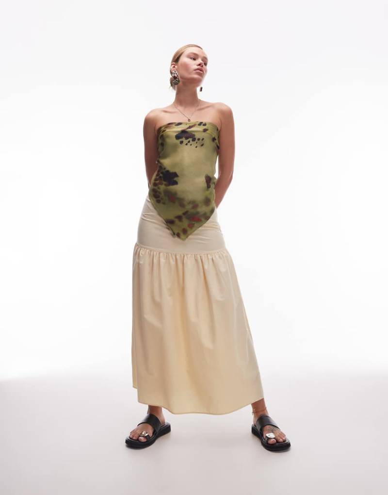 ASOS DESIGN - Maxirock in Buttermilchgelb aus Leinenmix mit tiefer Taille von ASOS DESIGN