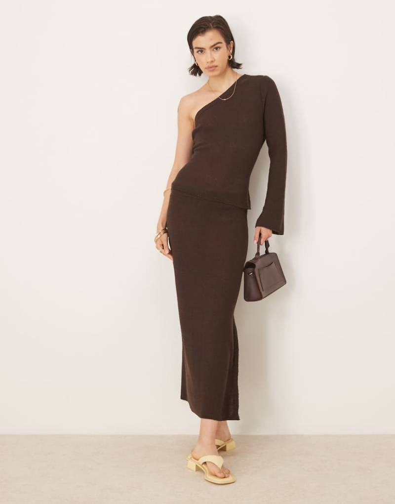 ASOS DESIGN - Maxirock in Schokobraun, Kombiteil von ASOS DESIGN