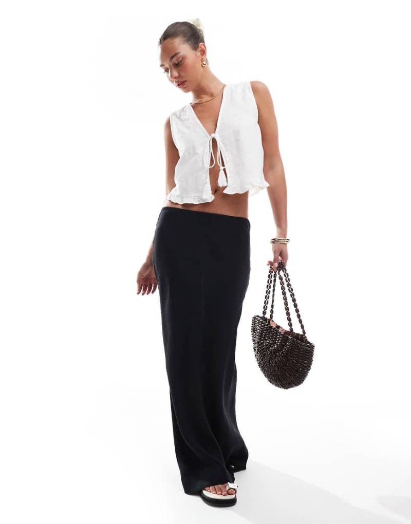 ASOS DESIGN - Maxirock in Schwarz mit weicher Haptik-Braun von ASOS DESIGN