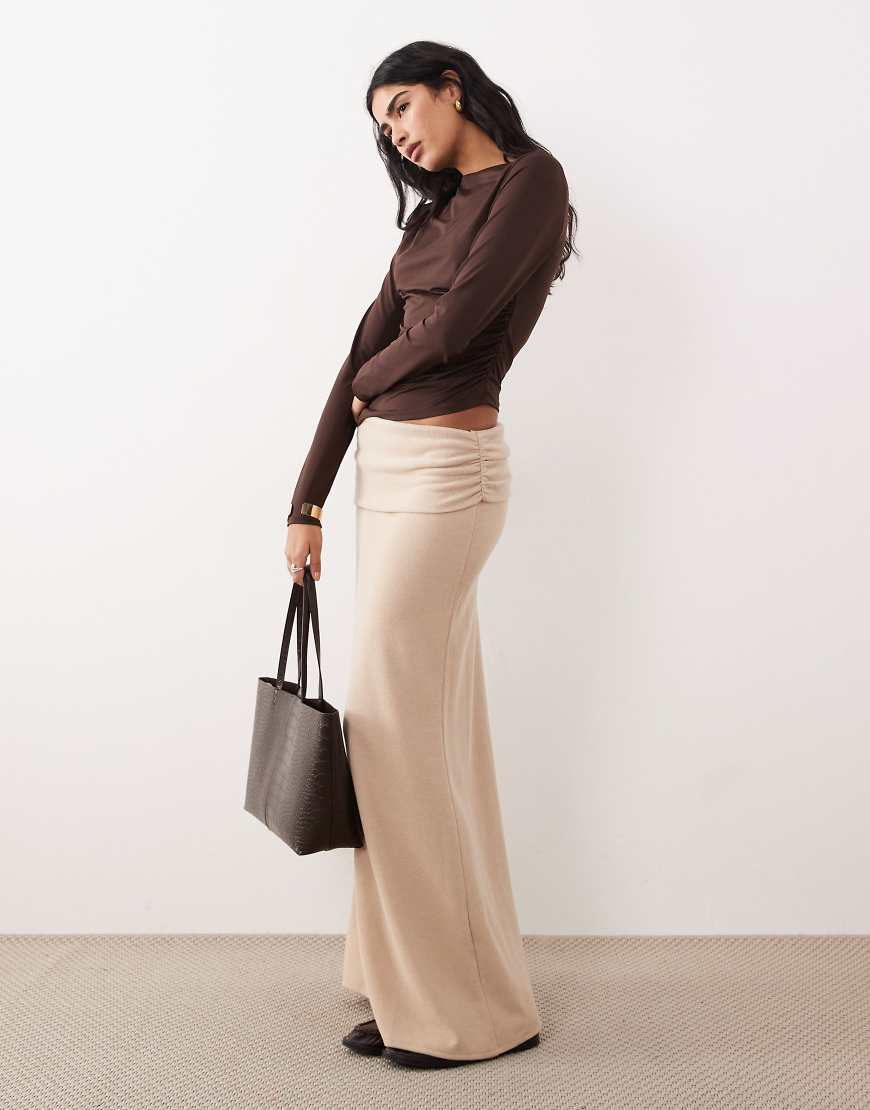 ASOS DESIGN - Maxirock in hellem Taupe mit weicher Haptik, Kombiteil-Keine Farbe von ASOS DESIGN