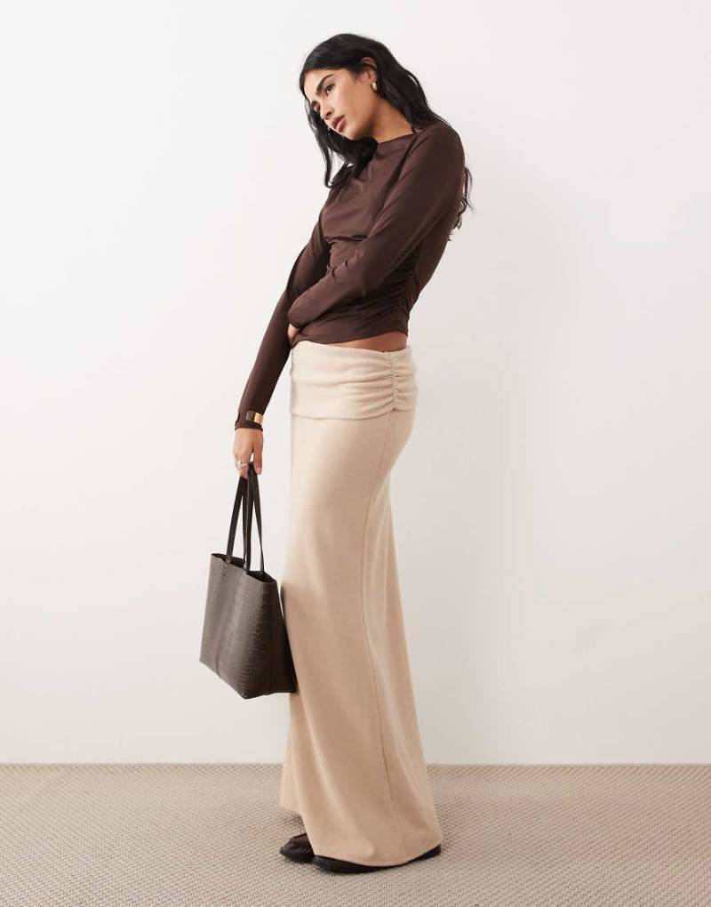 ASOS DESIGN - Maxirock in hellem Taupe mit weicher Haptik, Kombiteil-Keine Farbe von ASOS DESIGN