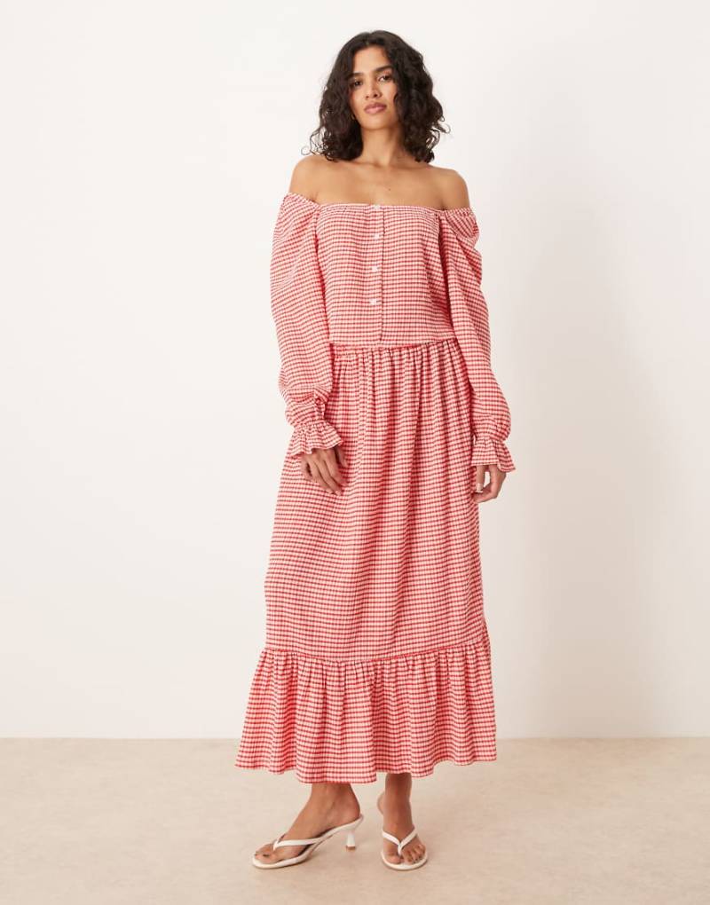 ASOS DESIGN - Maxirock mit rotem Vichy-Karomuster, Kombiteil-Bunt von ASOS DESIGN