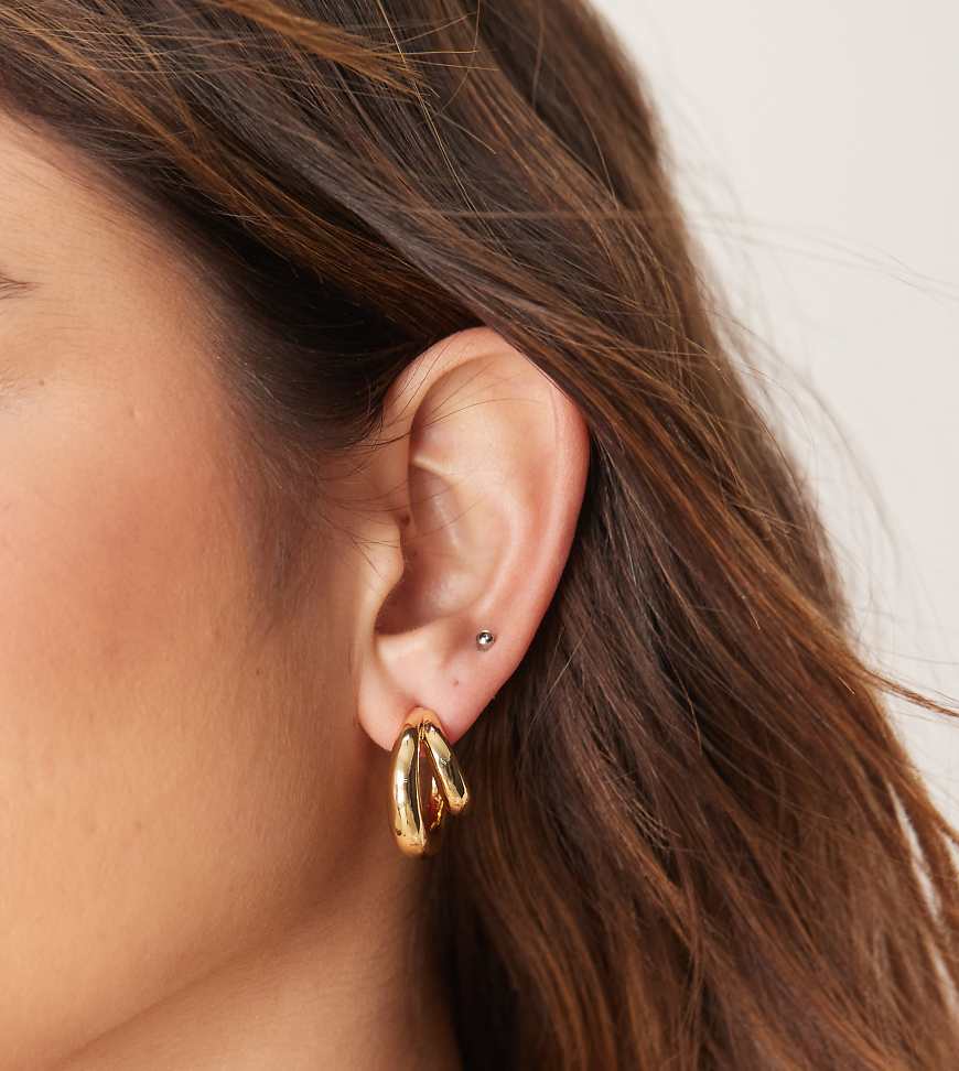 ASOS DESIGN - Mehrreihige Creolen mit 14-Karat-Vergoldung-Goldfarben von ASOS DESIGN