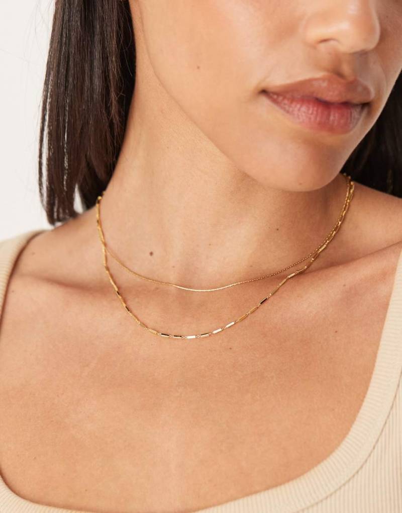 ASOS DESIGN - Mehrreihige Halskette mit 14-Karat-Vergoldung-Goldfarben von ASOS DESIGN