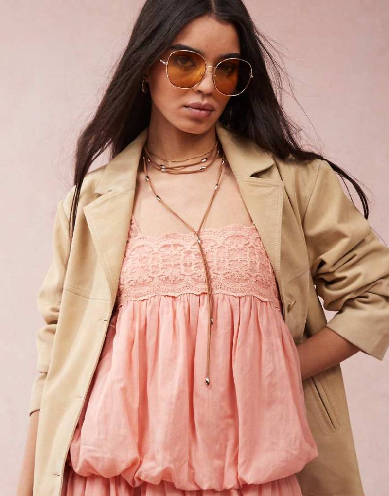 ASOS DESIGN - Mehrreihige Halskette mit Kordeldetail in Braun von ASOS DESIGN