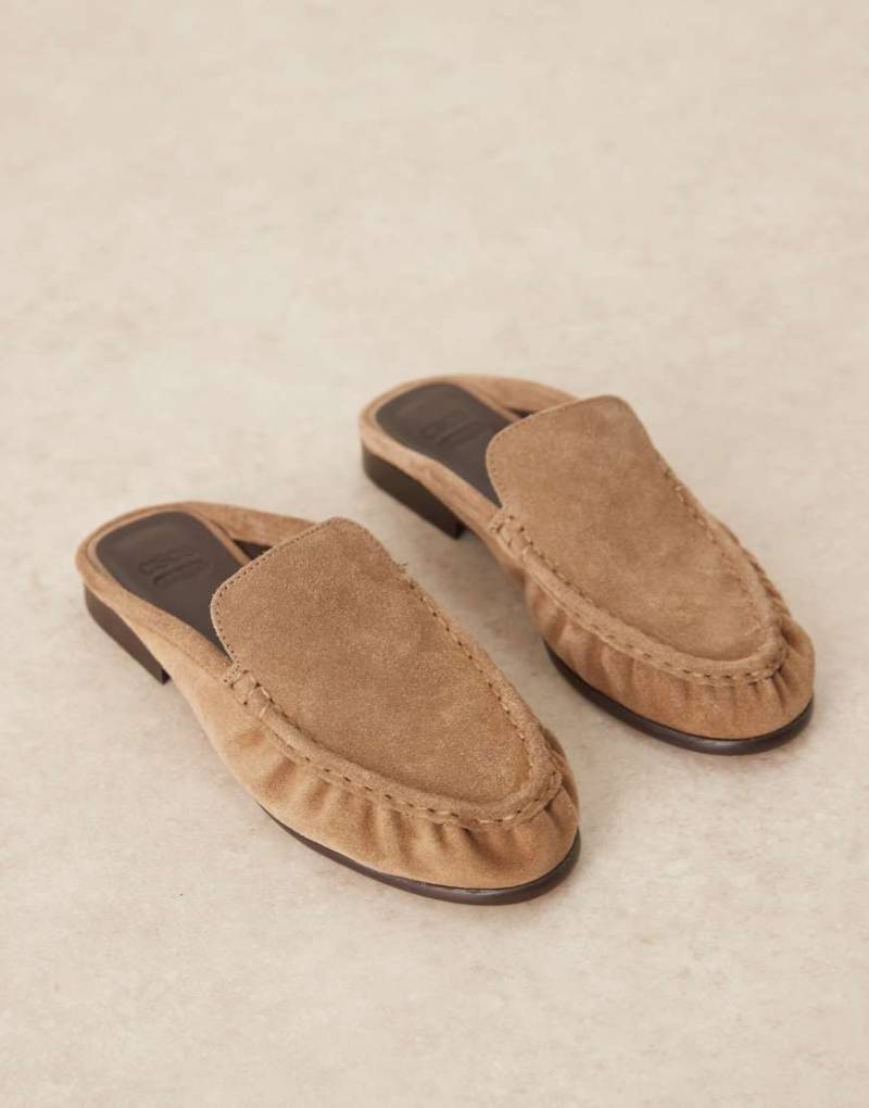 ASOS DESIGN - Mellow - Hochwertige Loafer-Mules aus Wildleder in Taupe-Braun von ASOS DESIGN