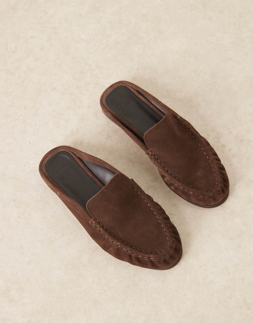 ASOS DESIGN - Mellow - Hochwertige Loafer-Mules aus Wildleder in Schokobraun-Brown von ASOS DESIGN