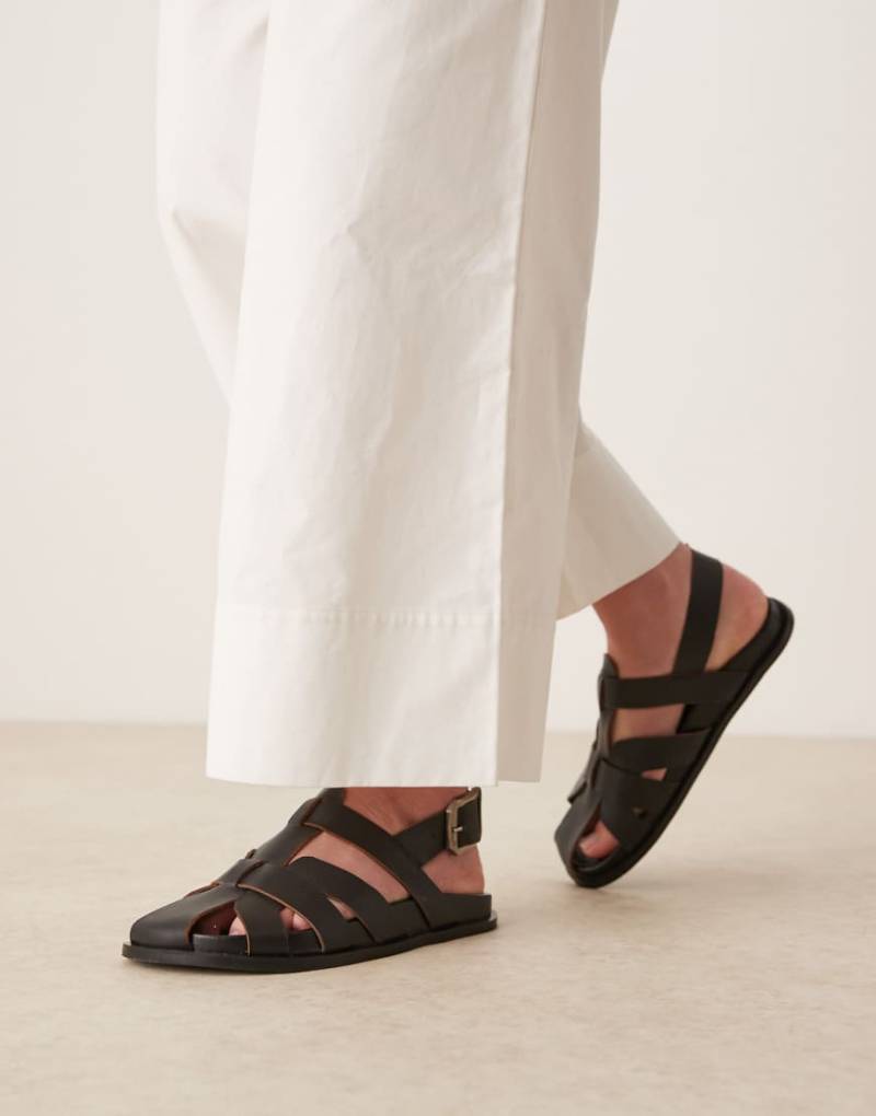 ASOS DESIGN - Midas - Flache Schuhe im Seemannsstil aus Leder in Schwarz von ASOS DESIGN