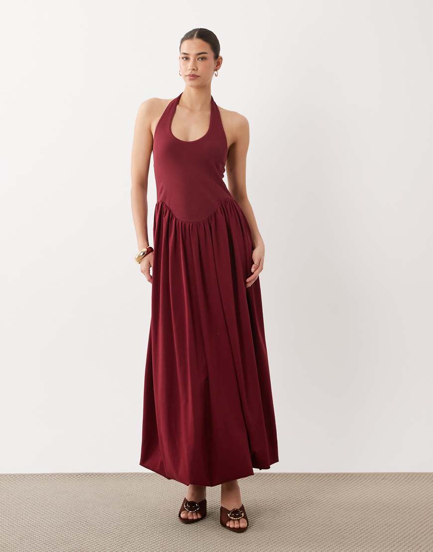 ASOS DESIGN - Midikleid mit Ballonsaum-Rot von ASOS DESIGN