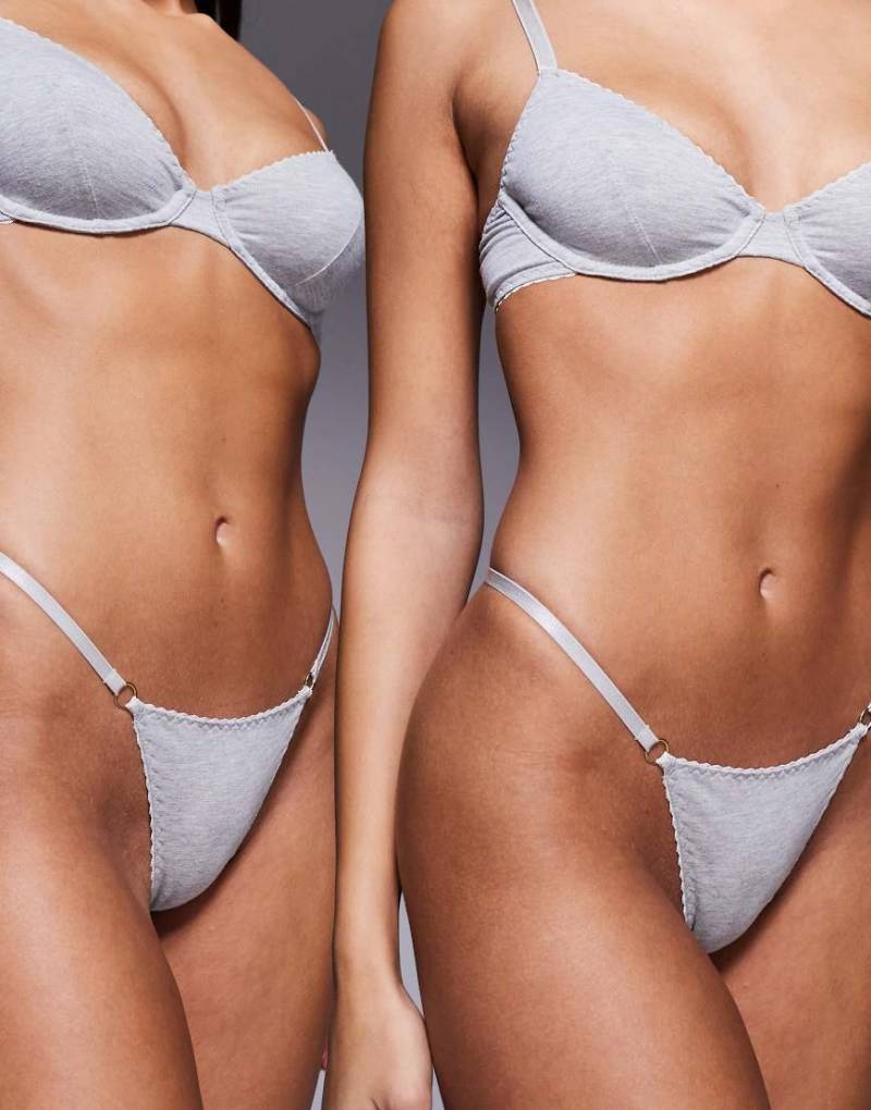 ASOS DESIGN - Mila - 2er-Pack String-Tangas in meliertem Grau von ASOS DESIGN