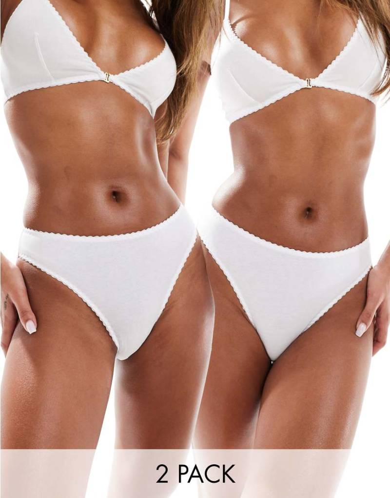 ASOS DESIGN - Mila - 2er-Pack brasilianische Baumwoll-Slips in Weiß von ASOS DESIGN