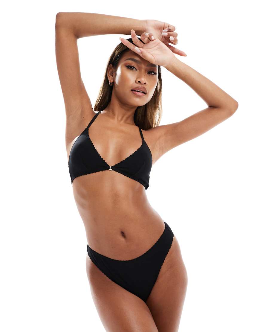 ASOS DESIGN - Mila - BH aus Baumwolle in Schwarz mit Frontverschluss von ASOS DESIGN