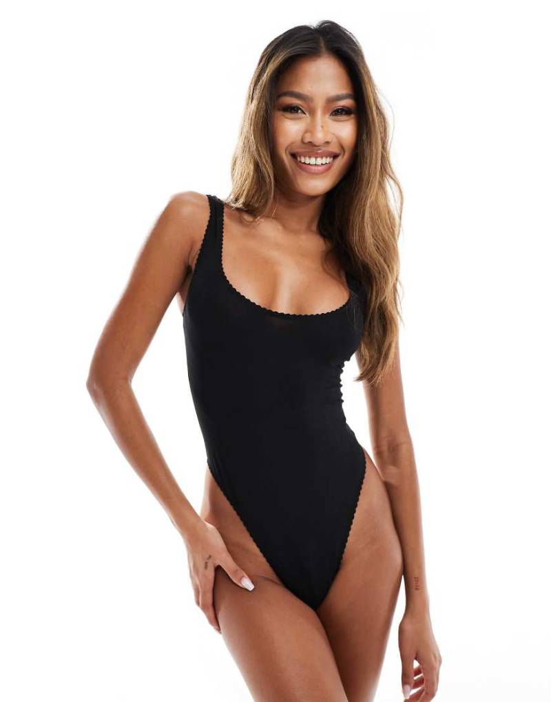 ASOS DESIGN - Mila - Baumwoll-Body in Schwarz von ASOS DESIGN