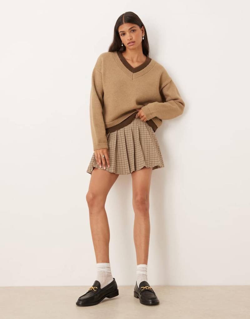ASOS DESIGN - Mini-Faltenrock mit kleinem Karomuster-Bunt von ASOS DESIGN