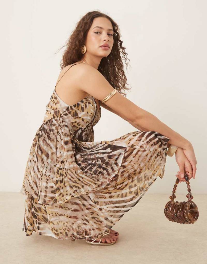 ASOS DESIGN - Mini-Hängerkleid mit Animalprint und schmalen Trägern-Bunt von ASOS DESIGN
