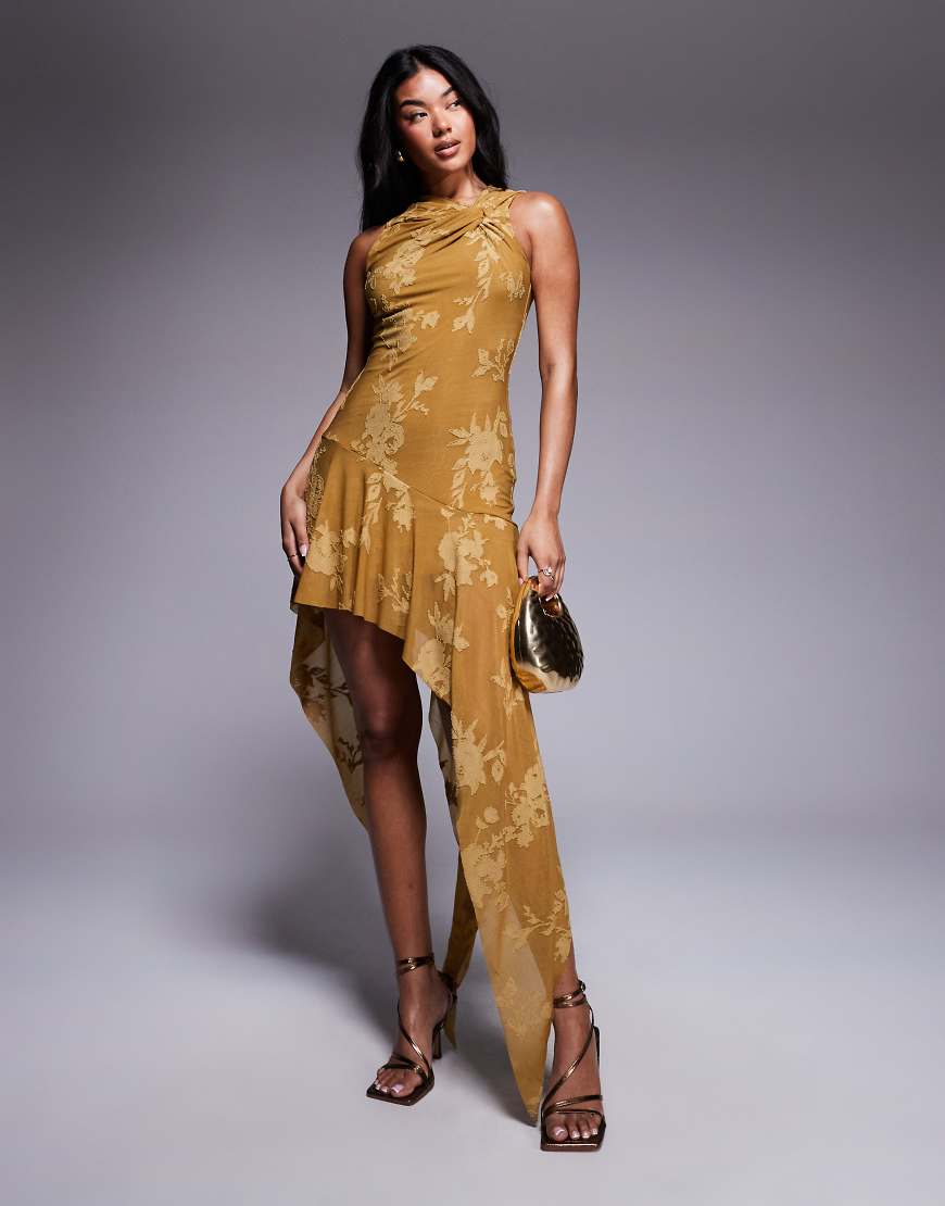 ASOS DESIGN - Minikleid in Bronze mit Ausbrennermuster und Zipfelsaum-Braun ASOS DESIGN - Minikleid in Bronze mit Ausbrennermuster und Zipfelsaum-Braun von ASOS DESIGN
