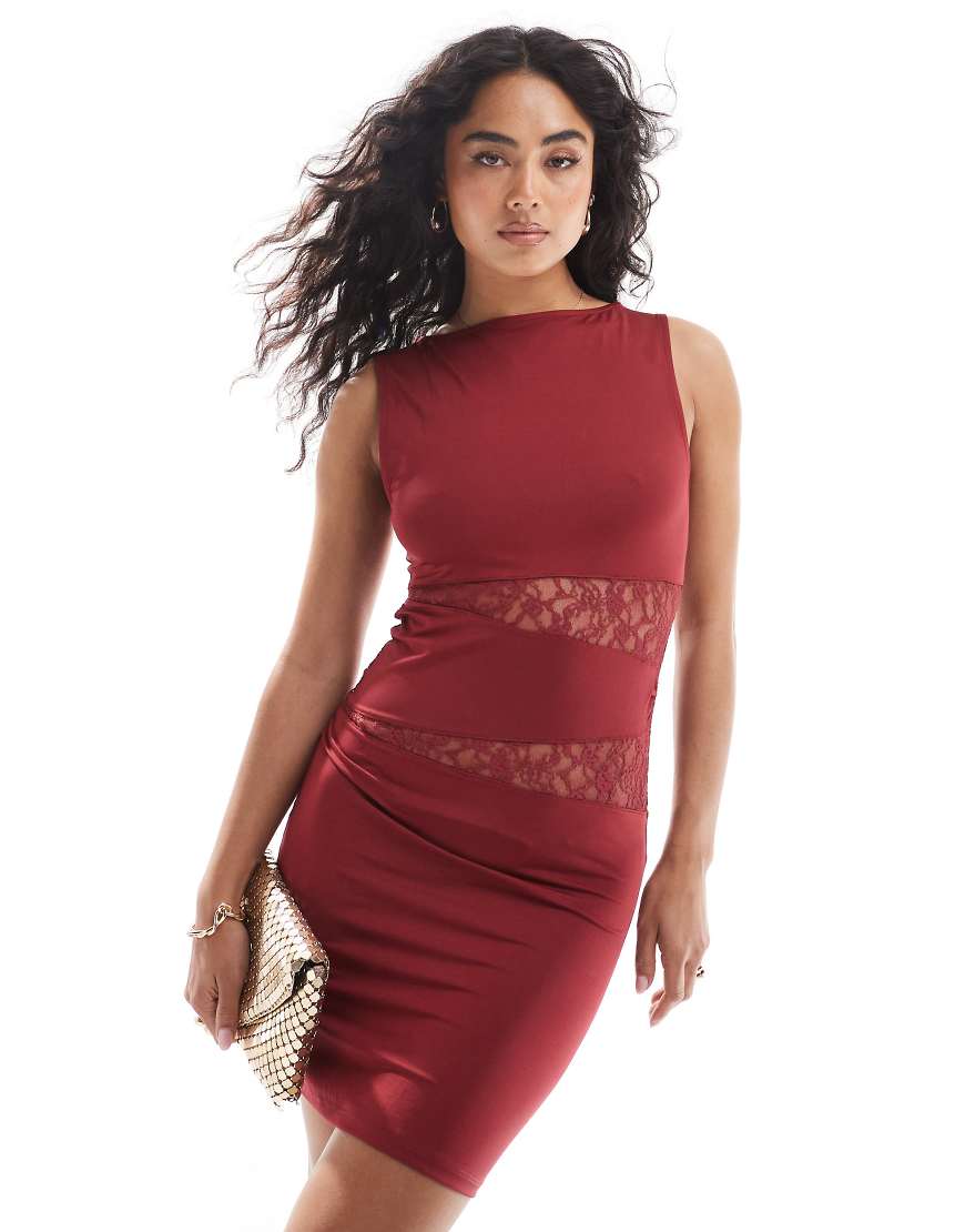ASOS DESIGN - Minikleid in Burgunderrot mit Cut-out-Design von ASOS DESIGN