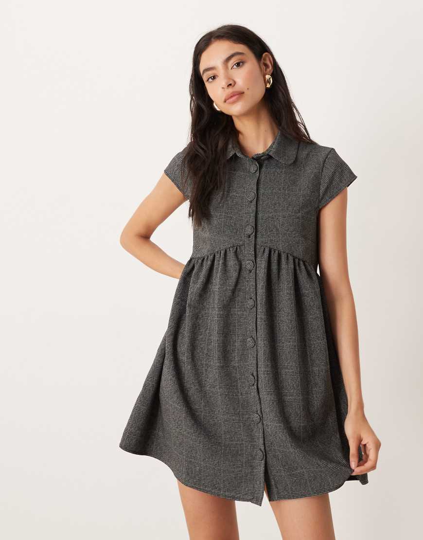 ASOS DESIGN - Minikleid in Grau mit Kragen von ASOS DESIGN
