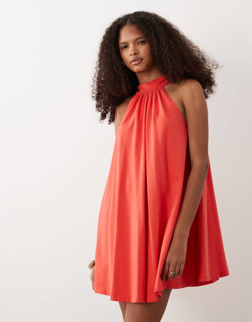 ASOS DESIGN - Minikleid in Rot mit Bindedetail am Rücken von ASOS DESIGN