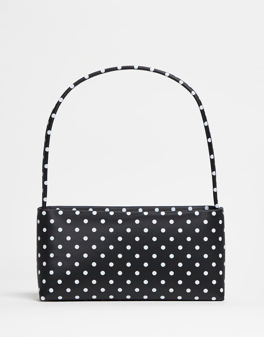 ASOS DESIGN - Minimalistische Schultertasche aus Nylon in Schwarz gepunktet im Stil der 90er-Bunt von ASOS DESIGN