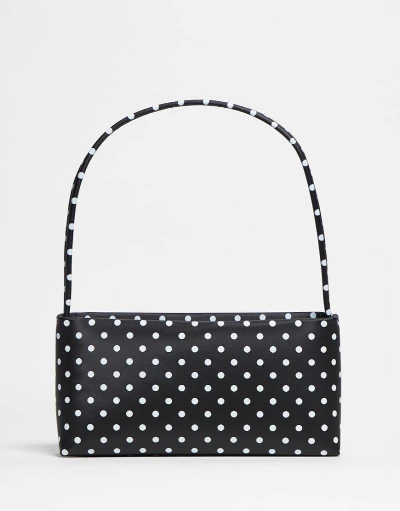 ASOS DESIGN - Minimalistische Schultertasche aus Nylon in Schwarz gepunktet im Stil der 90er-Bunt von ASOS DESIGN