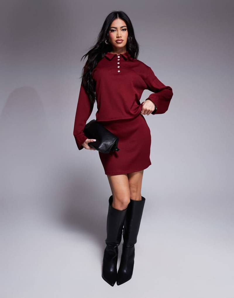 ASOS DESIGN - Minirock aus Jersey in Burgunderrot, Kombiteil von ASOS DESIGN