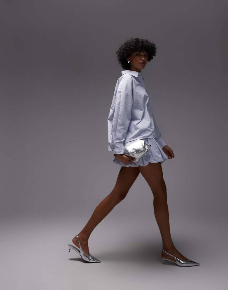 ASOS DESIGN - Minirock in Blau gestreift mit Ballonsaum-Bunt von ASOS DESIGN