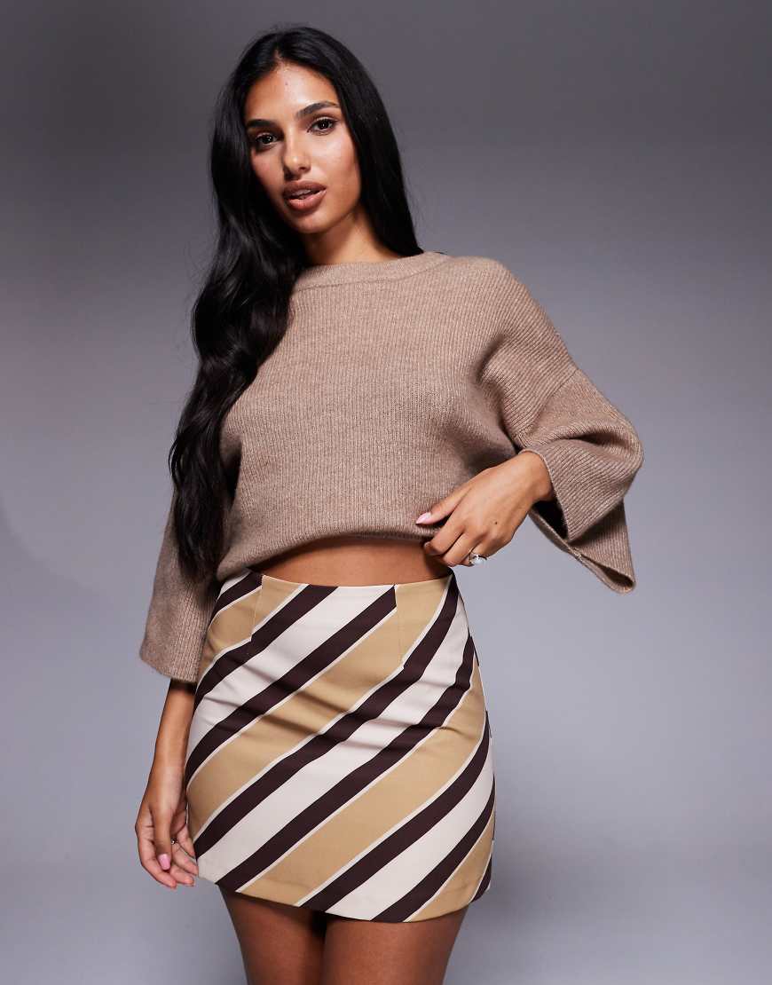 ASOS DESIGN - Minirock in Braun mit Streifen-Brown von ASOS DESIGN