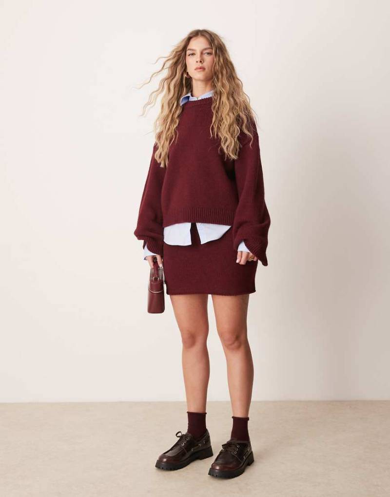 ASOS DESIGN - Minirock in Burgunderrot, Kombiteil von ASOS DESIGN