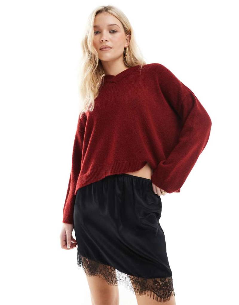 ASOS DESIGN - Minirock in Schwarz mit Spitzensaum von ASOS DESIGN