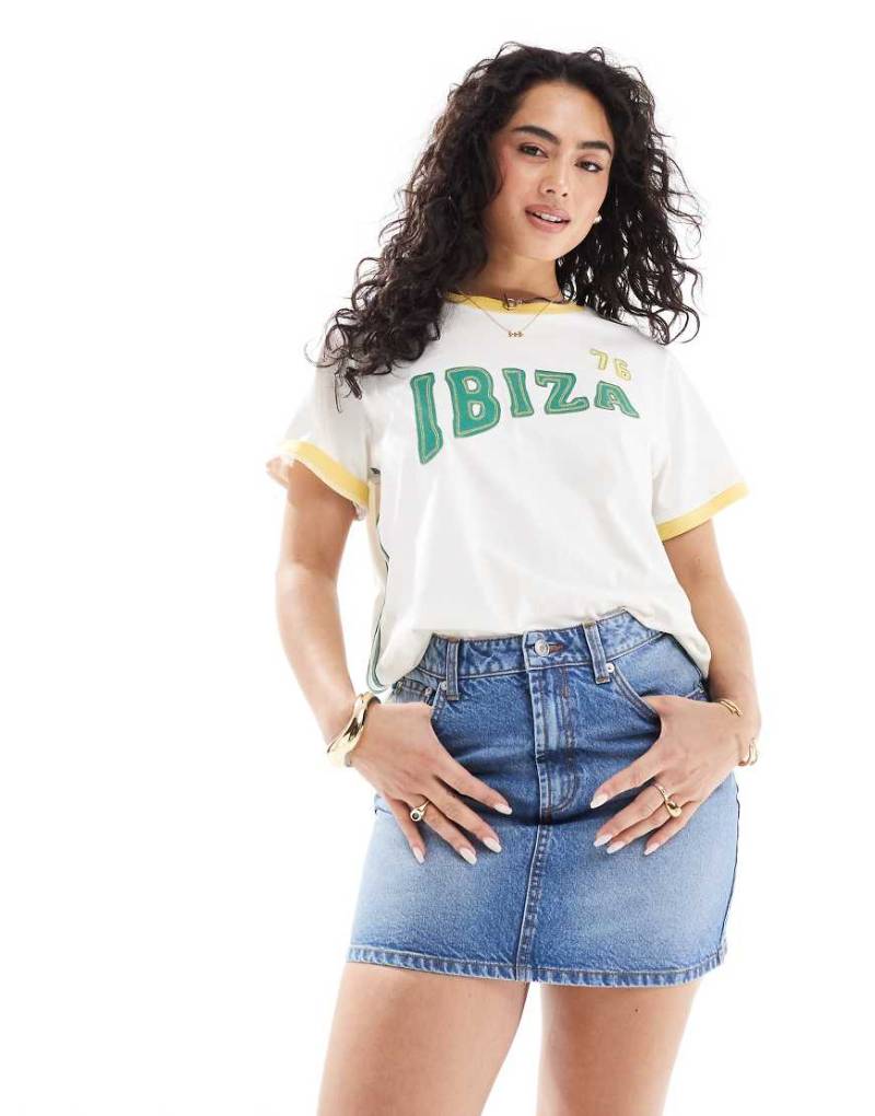 ASOS DESIGN - Minirock in mittlerer Waschung mit hohem Bund-Blau von ASOS DESIGN