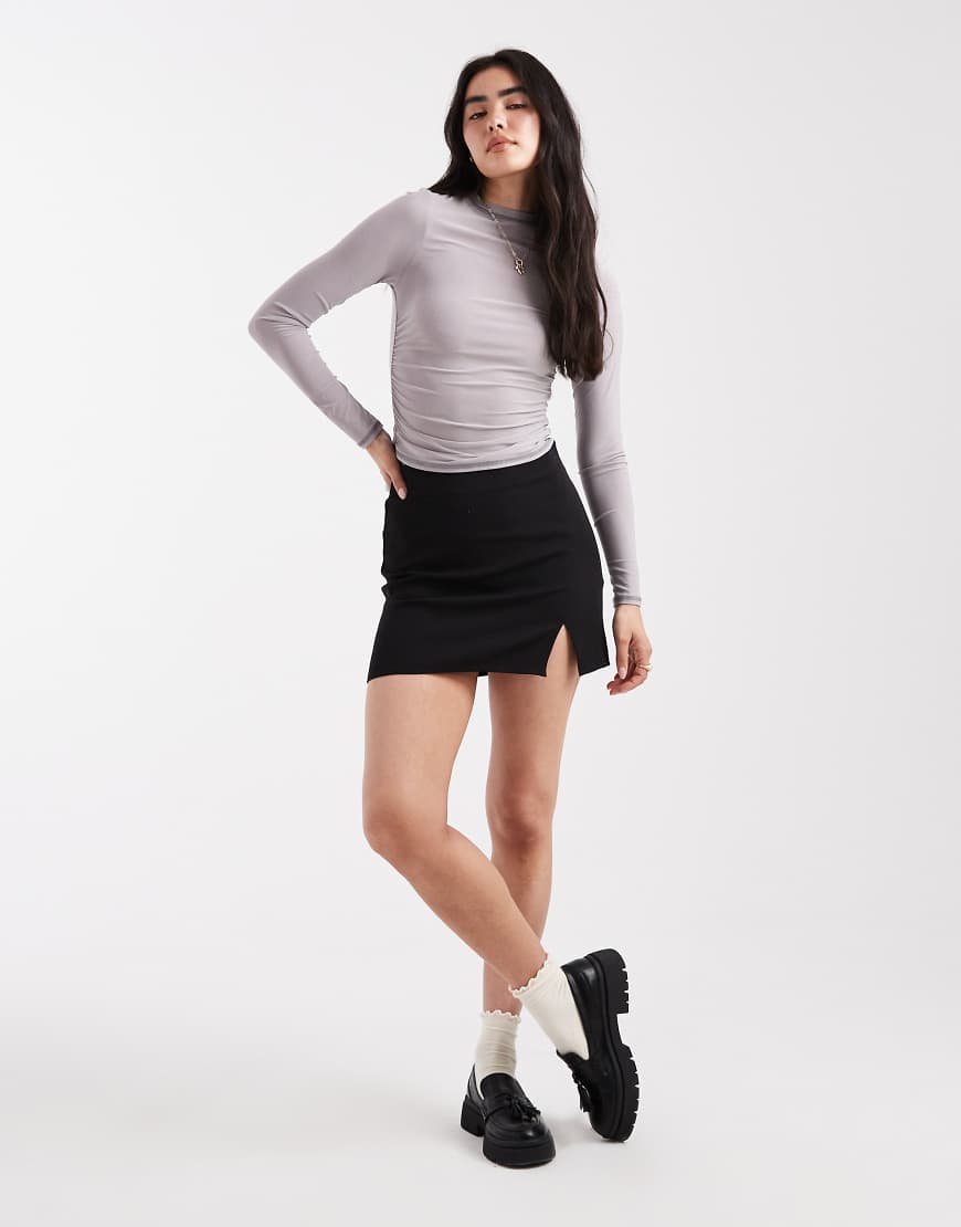 ASOS DESIGN - Minirock mit Schlitz vorne-Schwarz von ASOS DESIGN