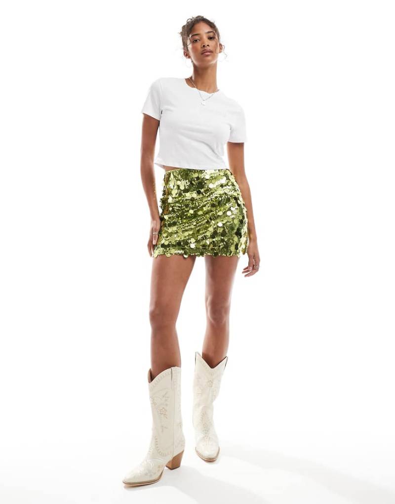 ASOS DESIGN - Minirock mit verschiedenen Pailletten in Grün von ASOS DESIGN