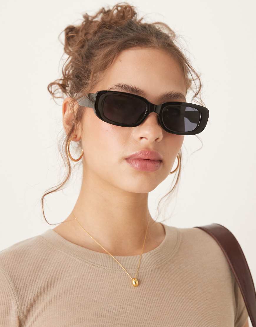 ASOS DESIGN - Mittelgroße, eckige Sonnenbrille in Schwarz von ASOS DESIGN