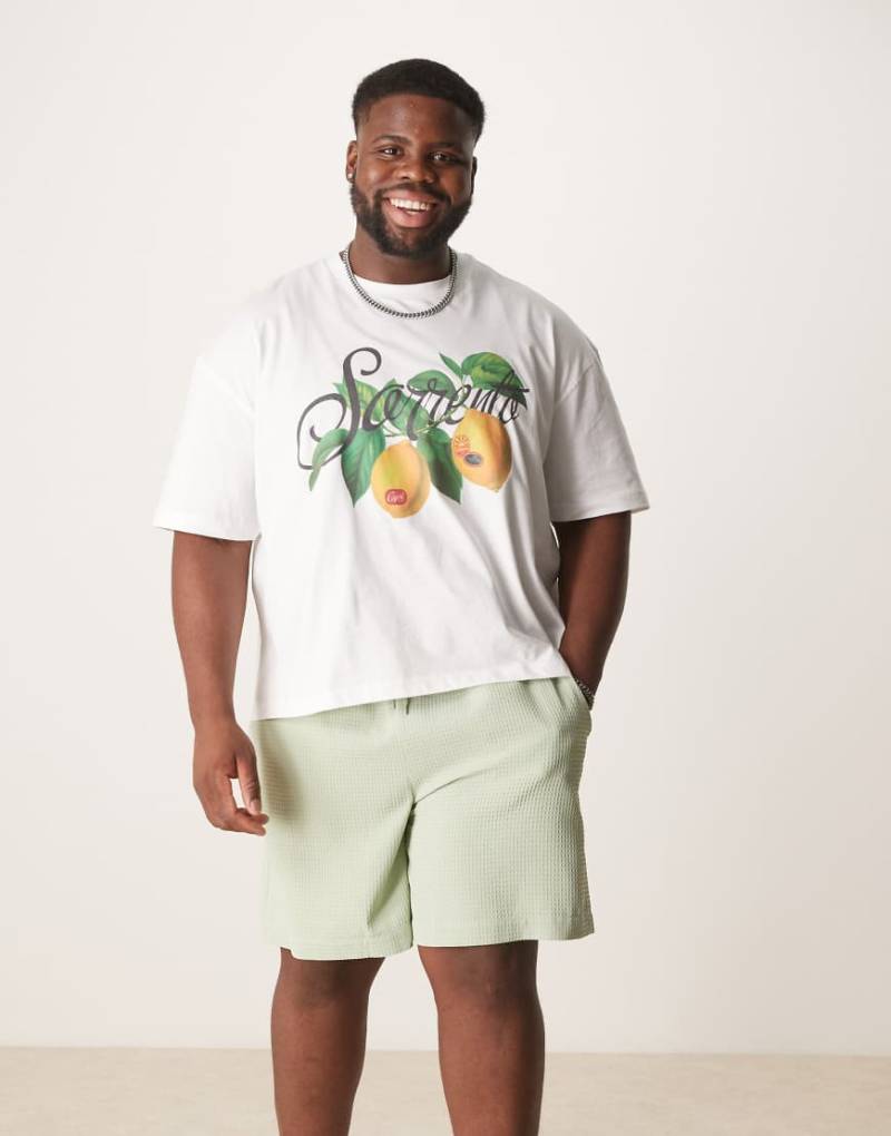 ASOS DESIGN - Mittellange Shorts in Grün mit Waffelstruktur von ASOS DESIGN