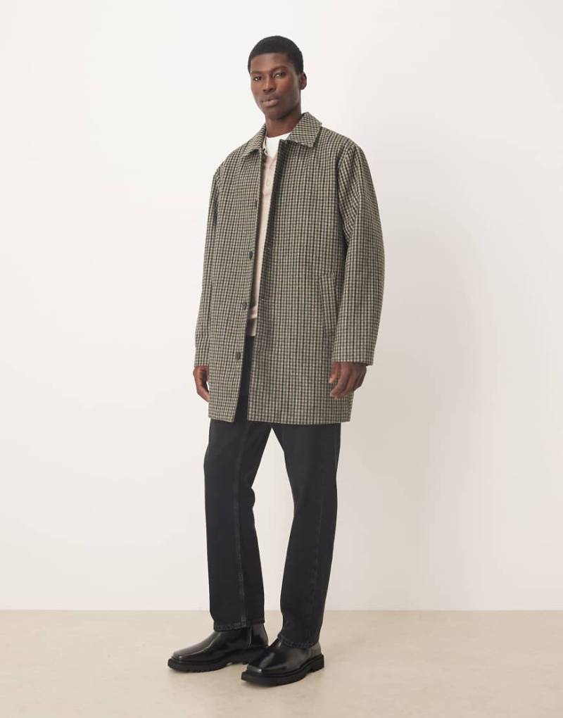 ASOS DESIGN - Mittellanger Automantel in grün kariert von ASOS DESIGN
